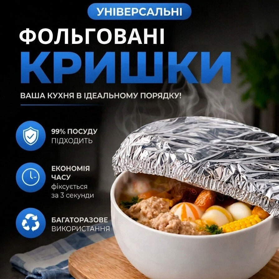 Багаторазові алюмінієві кришки для їжі 10 шт