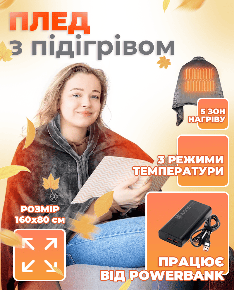Плед з підігрівом працює від Powerbank
