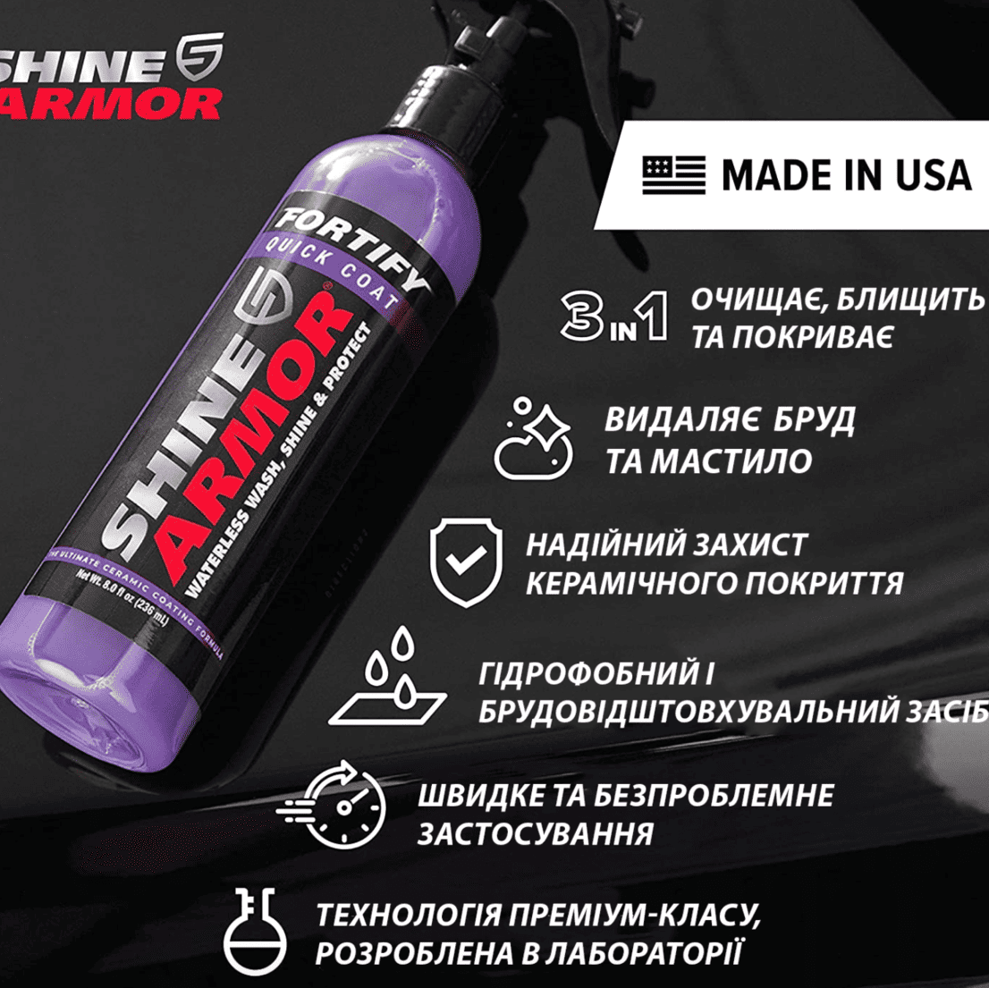 Поліроль проти подряпин для кузова авто Shine Armor