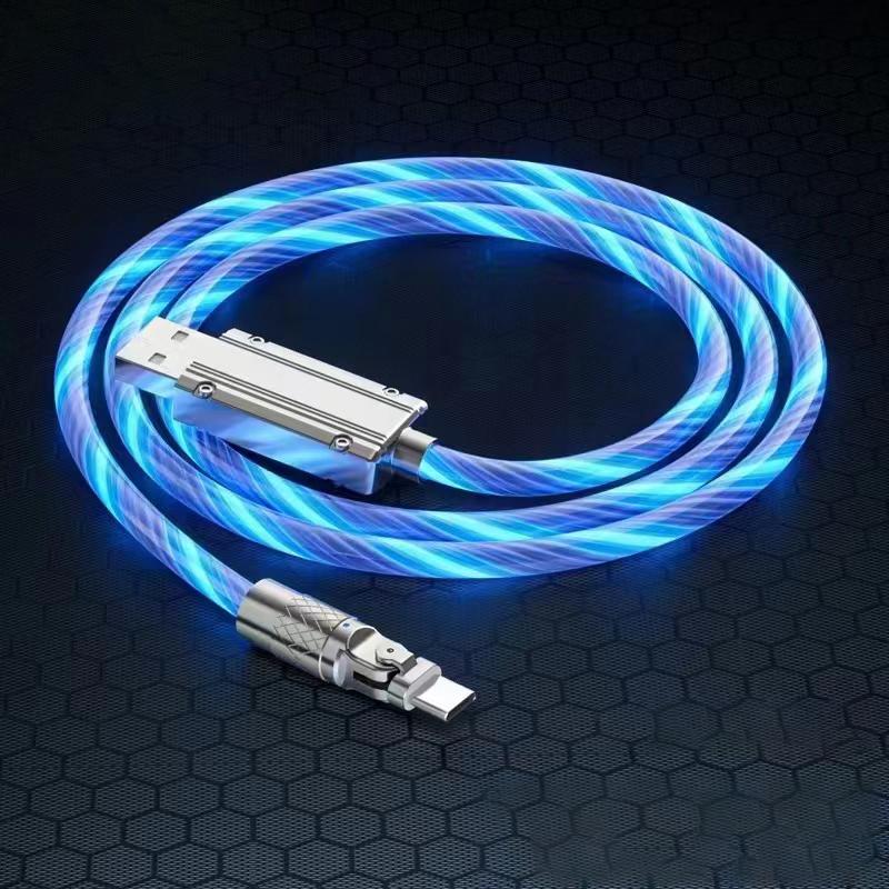 Магнітний поворотний кабель зарядки, що світиться, USB Type C