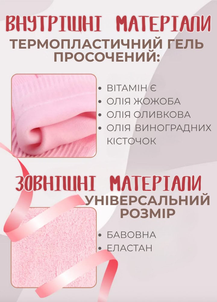 Гелеві зволожуючі рукавички для рук
