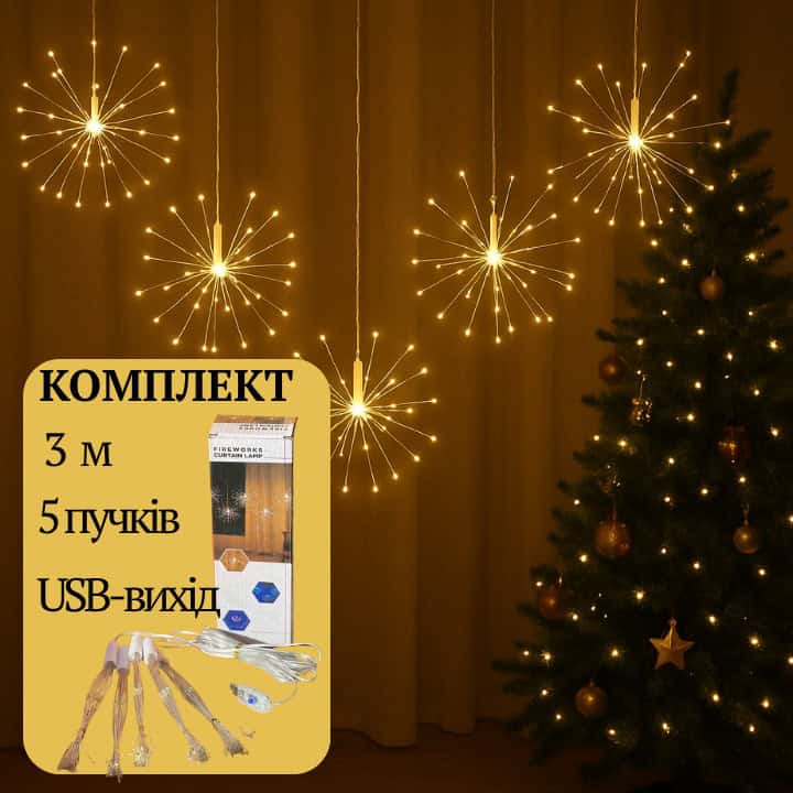 Світлодіодна гірлянда Феєрверк 3 м, 500 діодів