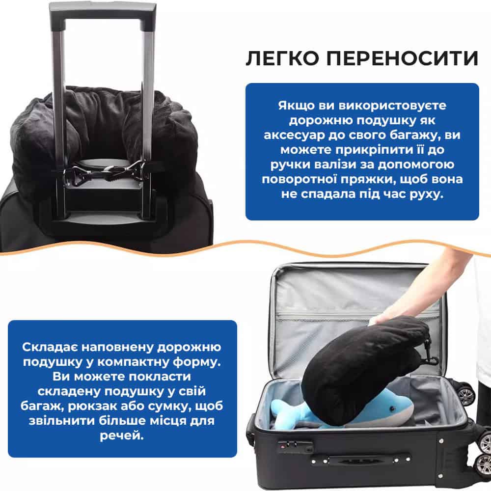 Подушка сумка в дорогу під шию для подорожей ручна поклажа