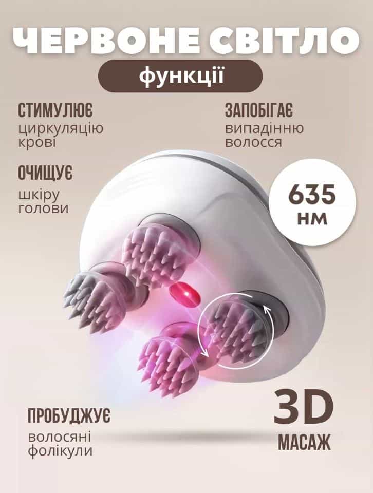 Електромасажер для голови з 4 головками