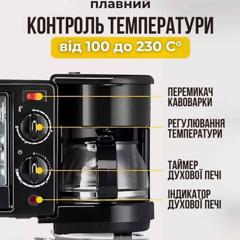 Багатофункціональна електрична машина для сніданку Breakfst Maker 3 в 1