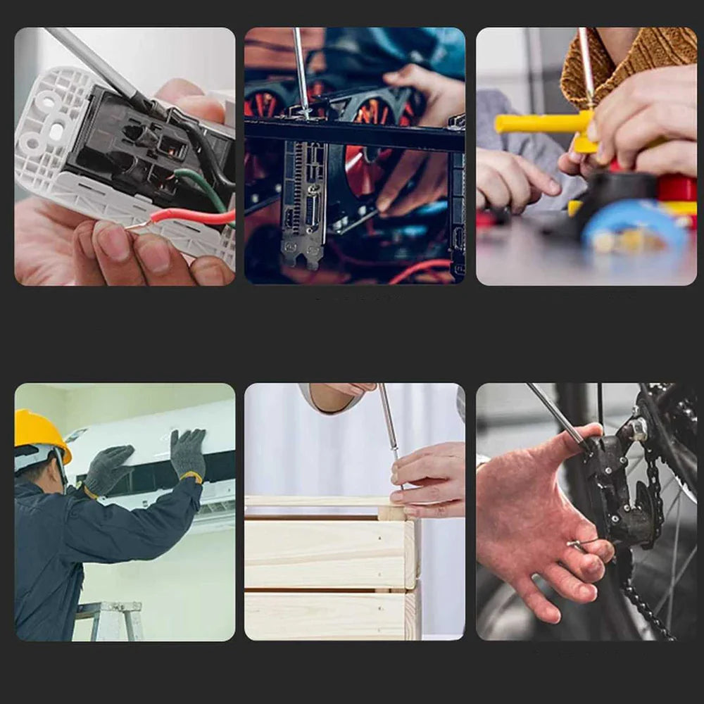 Викрутка магнітна зі змінними насадками в ручці храповим механізмом 180 градусів 14в1