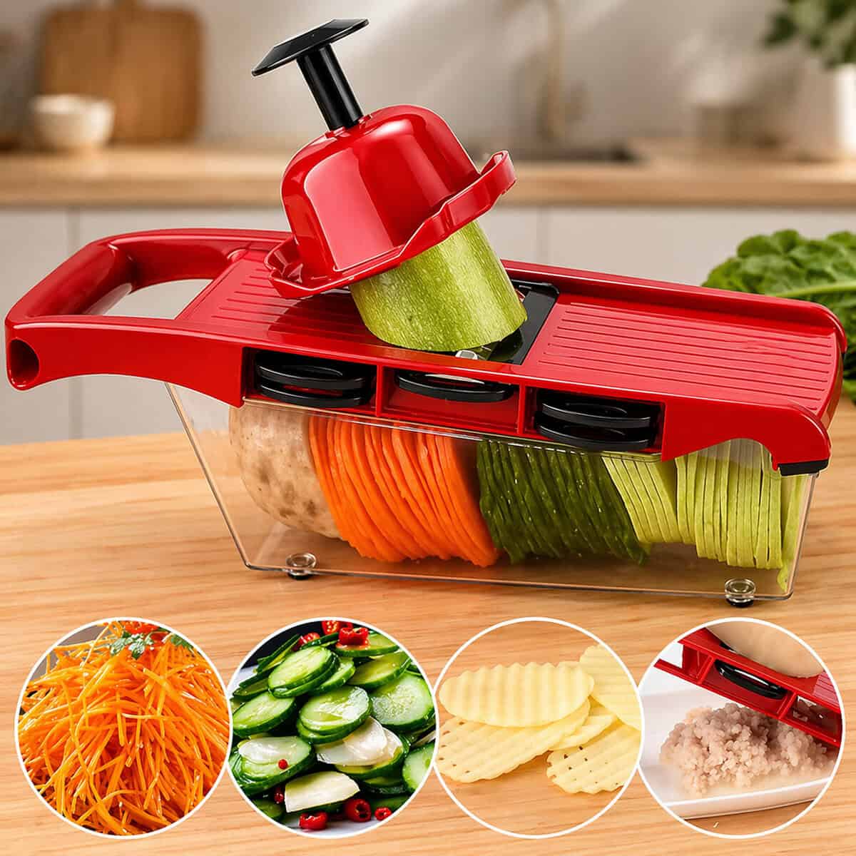 Овочерізка з резервуаром та насадками Mandoline Slicer 6в1