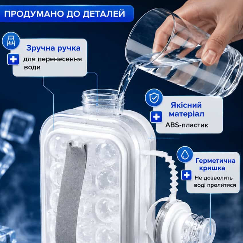 Портативна силіконова форма для льоду у вигляді пляшки 2 в 1