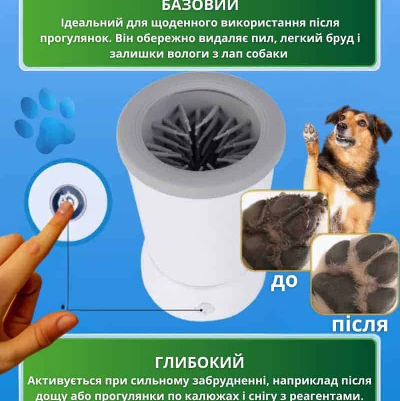 Електрична обертова лапомийка для собак та котів