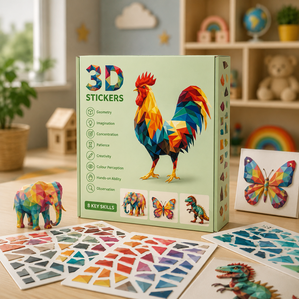 3D геометричні фігурні наліпки