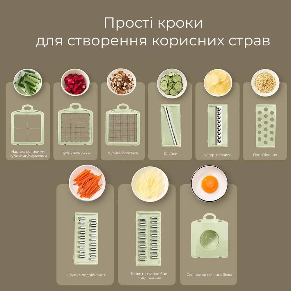 Багатофункціональна овочерізка 9 в 1 з контейнером