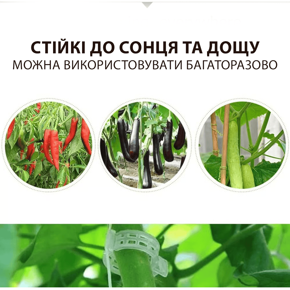 Пластикові кліпси-фіксатори для підв'язування рослин та розсади 50 шт