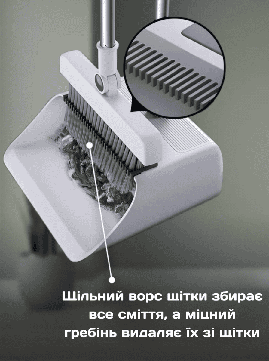 Набір для прибирання 3 в 1 мітла, щітка, совок