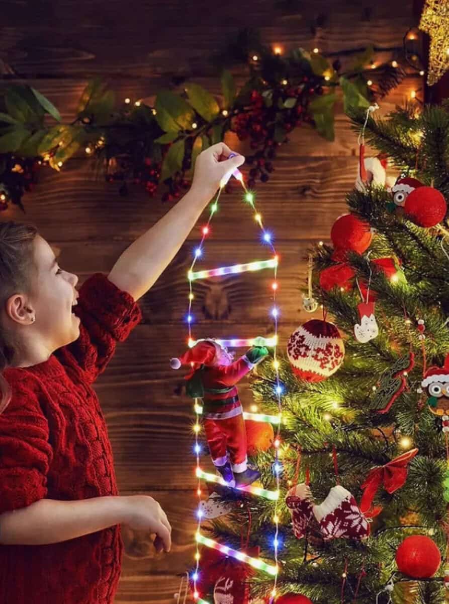 Гірлянда Санта Клаус на драбині