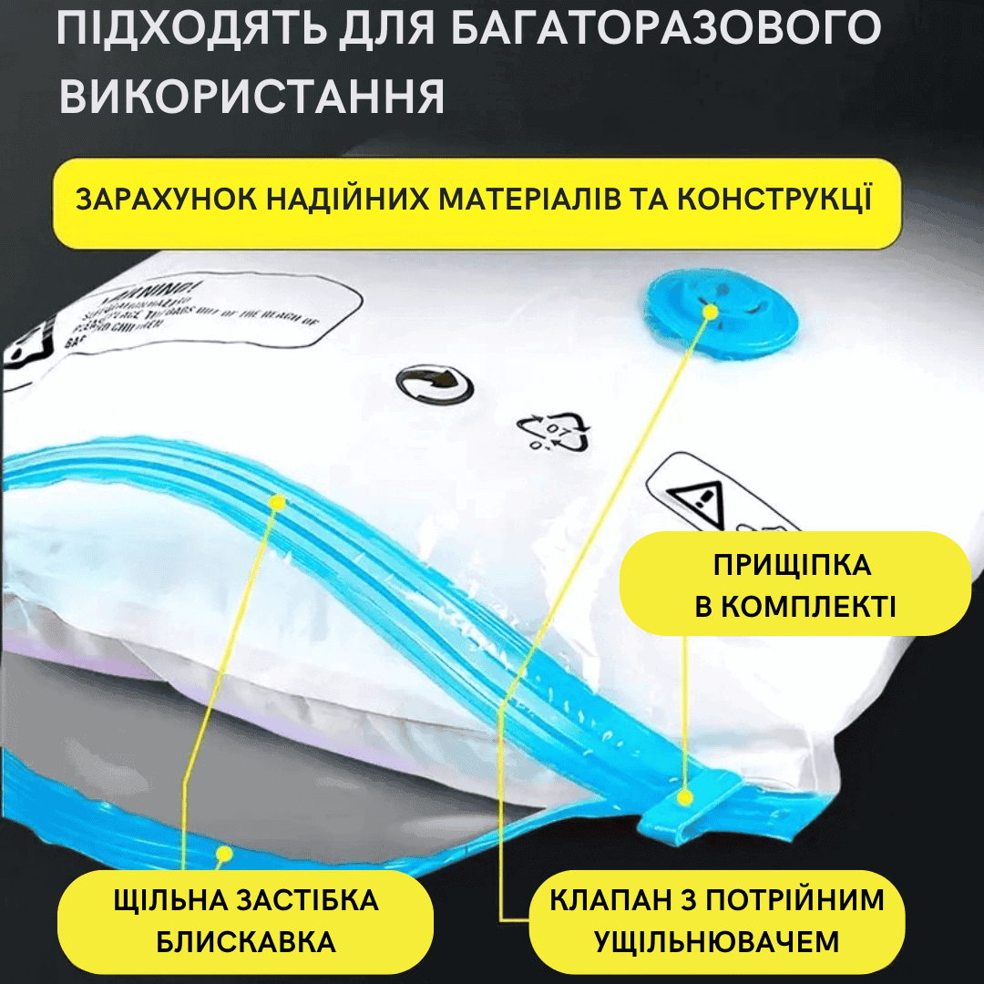 Вакуумний пакет для зберігання речей 60 x 80 см