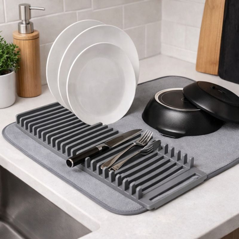 Складаний килимок для сушіння посуду з підставкою