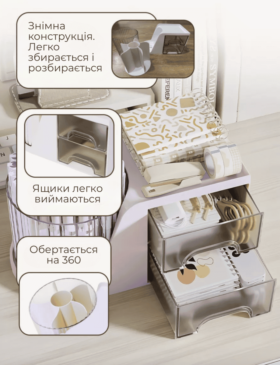 Настільний органайзер для зберігання канцелярії та олівців