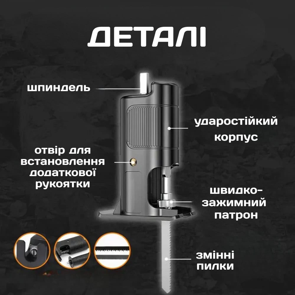 Насадка лобзик для дриля та шуруповерта + 3 полотна