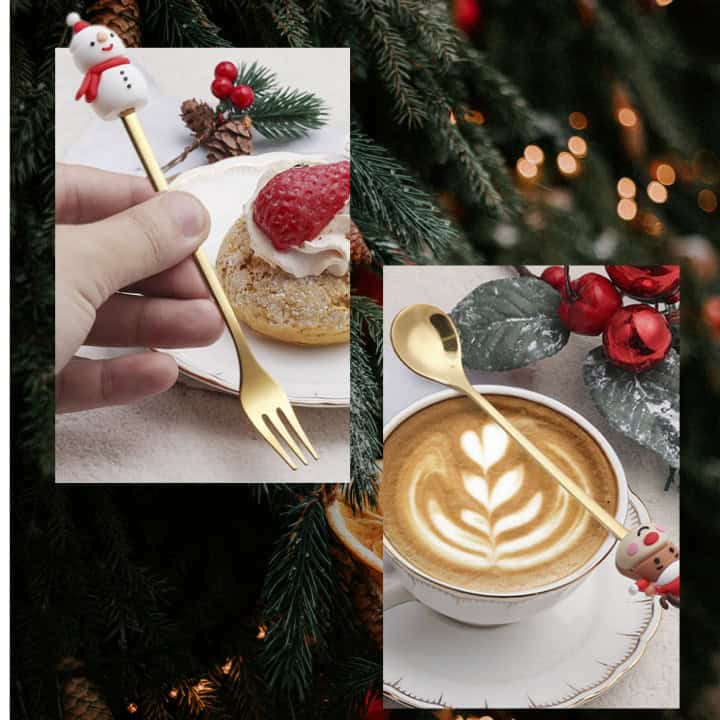 Набір різдвяних ложечок та вилочек