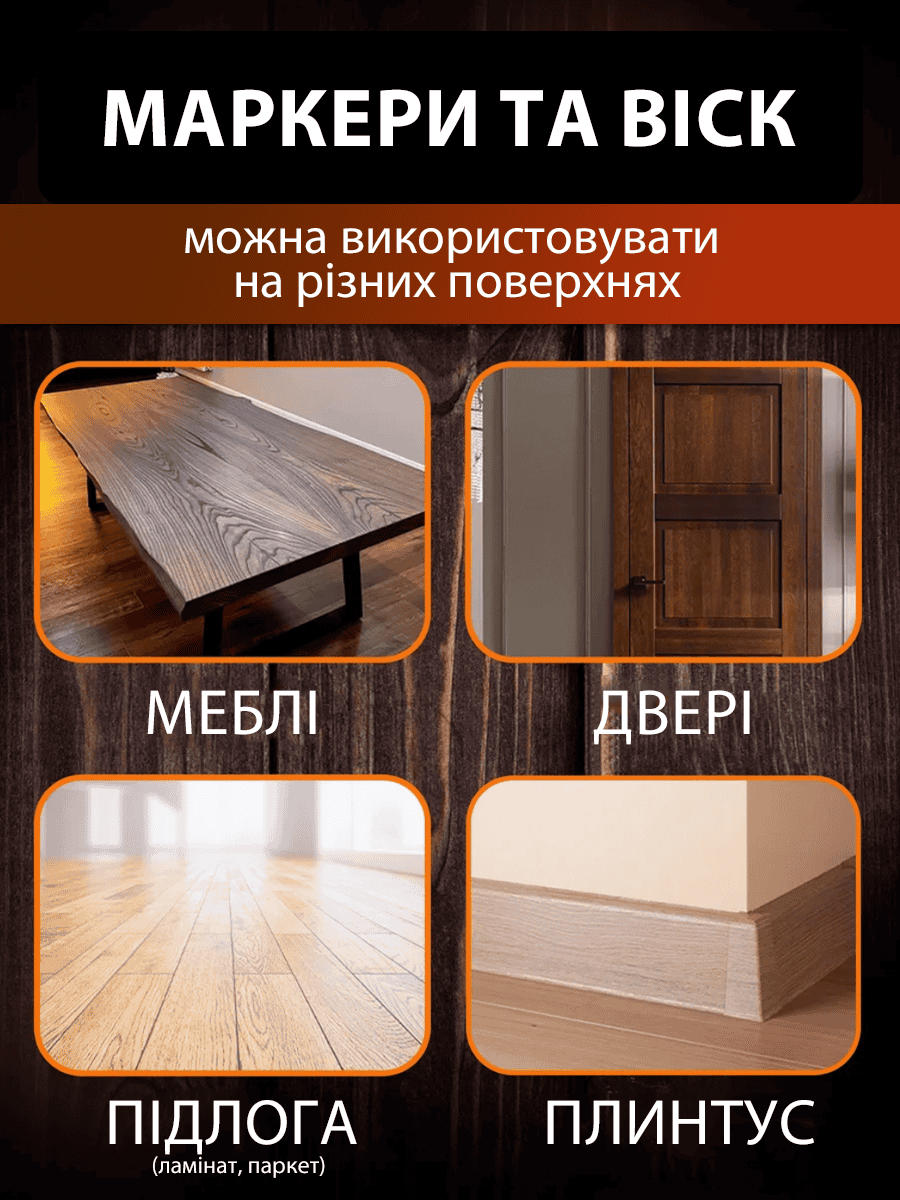Маркери для реставрації меблів і підлоги