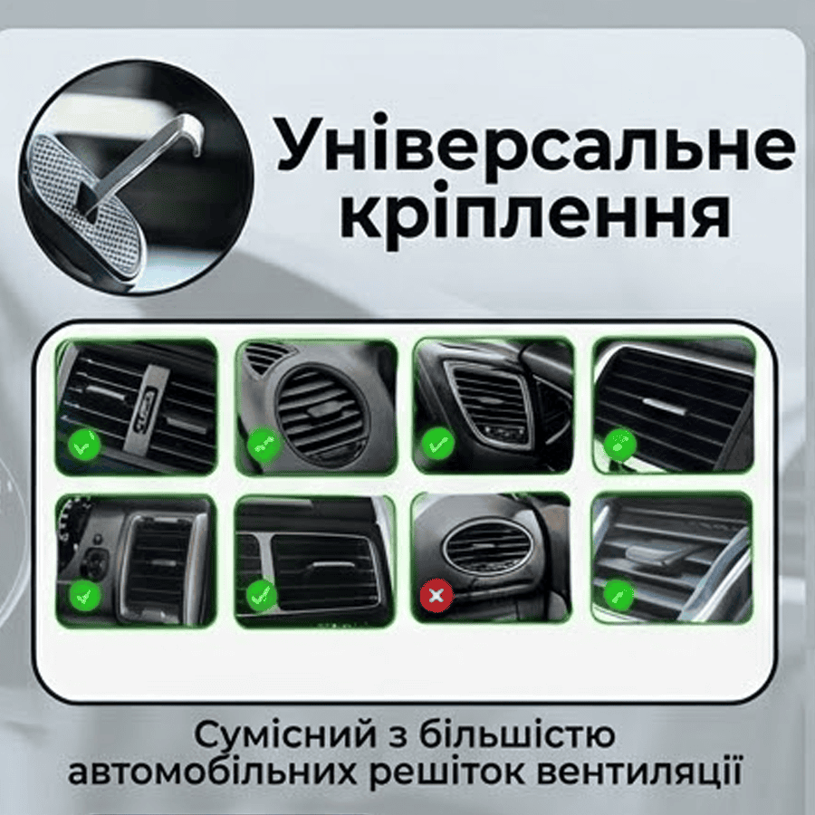 Універсальний автотримач для телефона у вентиляційну решітку