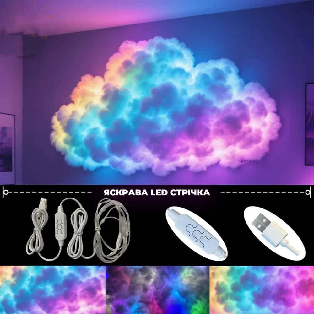 Світильник хмара з пультом нічник 3D LED