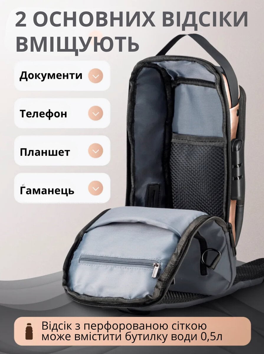 Чоловіча нагрудна сумка з кодовим замком
