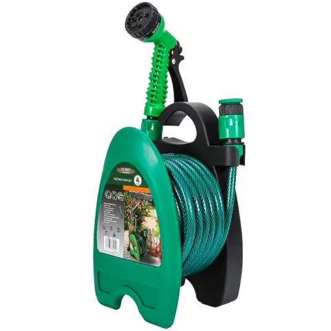 Шланг для поливу на котушці 10 метрів на швидкозатискному з'єднанні з розпилювачем води