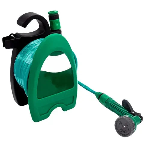 Шланг для поливу на котушці 10 метрів на швидкозатискному з'єднанні з розпилювачем води