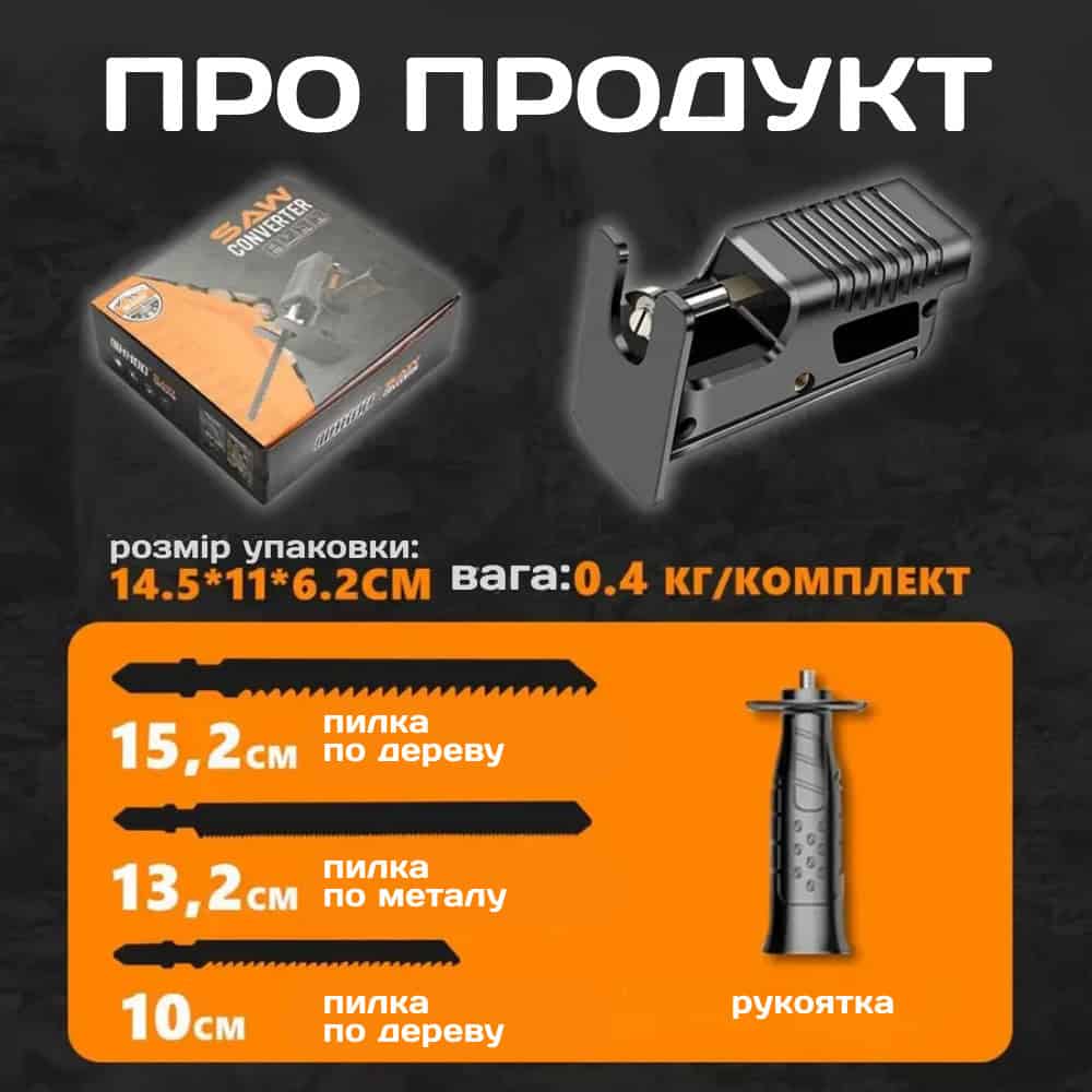 Насадка лобзик для дриля та шуруповерта + 3 полотна