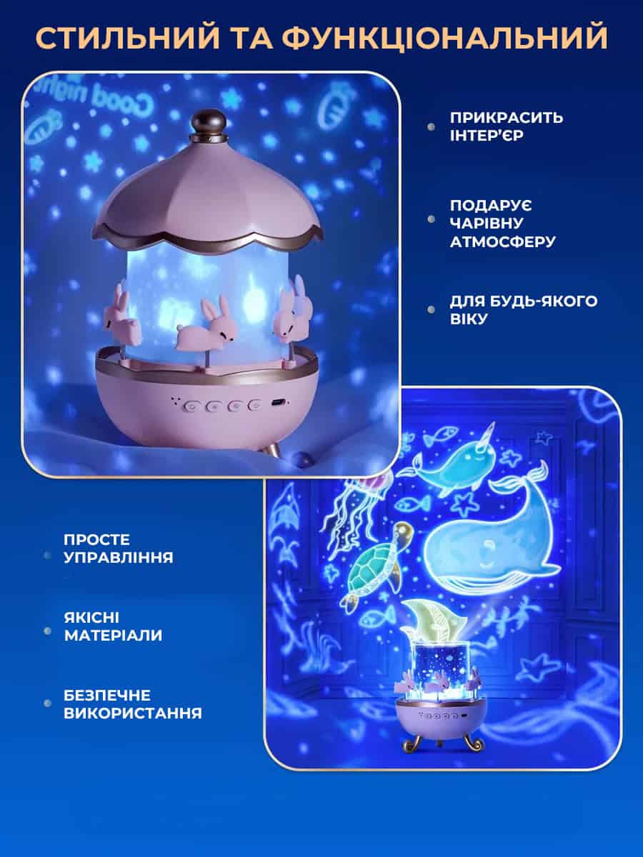 Дитячий нічник-проектор карусель