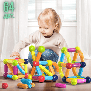 Магнітний 3D конструктор для дітей, 64 шт