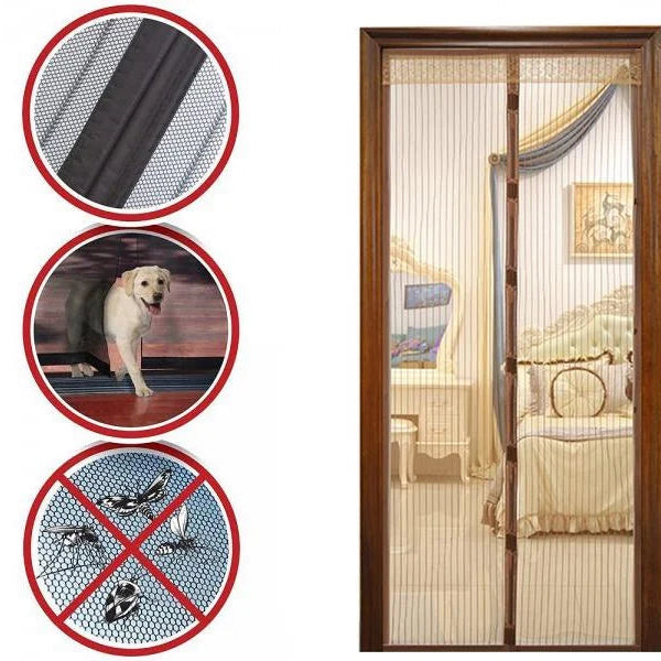 Москітна сітка на двері на магнітах коричневого кольору