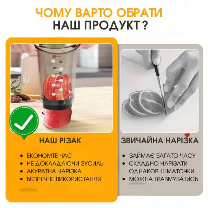 Ручний слайсер для овочів і фруктів зі змінними насадками
