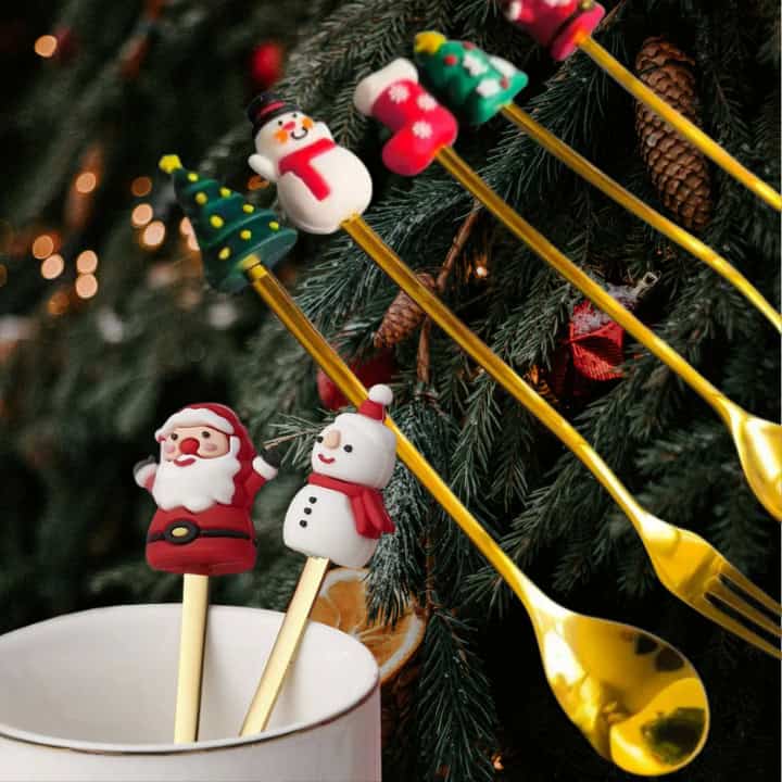 Набір різдвяних ложечок та вилочек