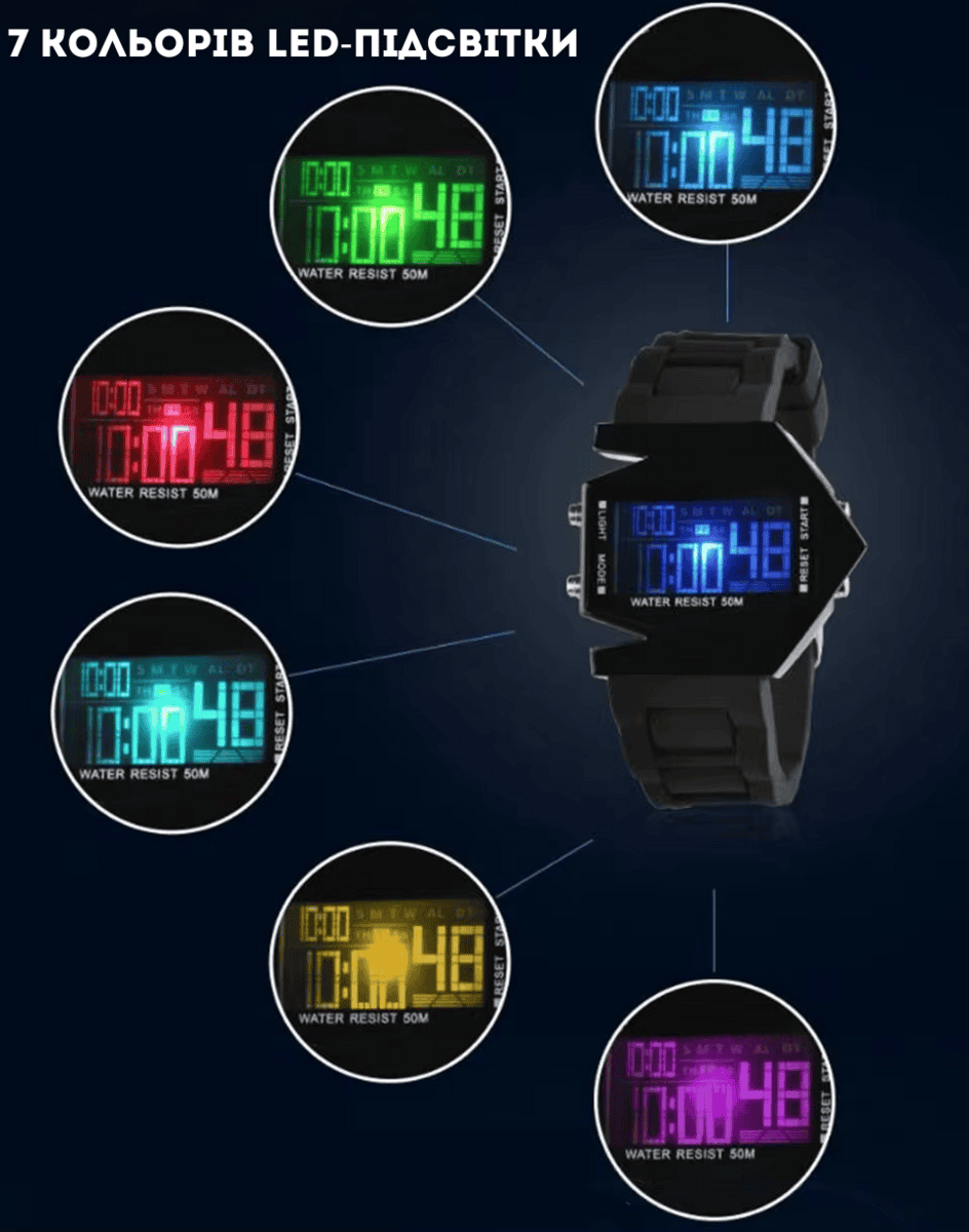 Світлодіодний годинник у формі літака