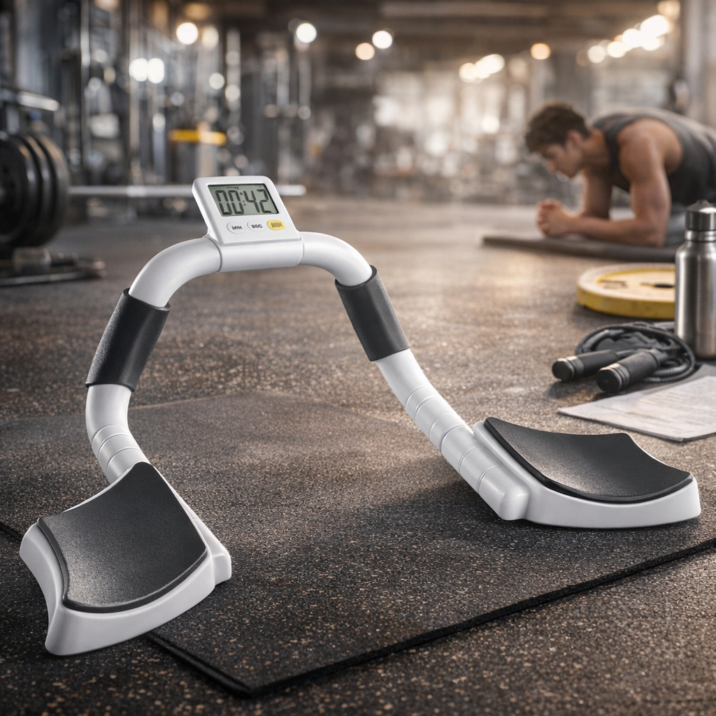 Тренажер для преса, планки та віджимань із вбудованим таймером білий