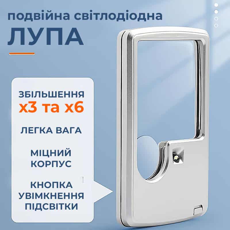 Лупа з підсвічуванням для читання книг