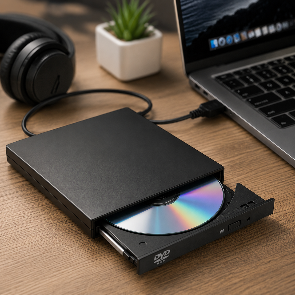 Портативний зовнішній дисковод USB DVD CD-RW combo для ноутбука, комп'ютера