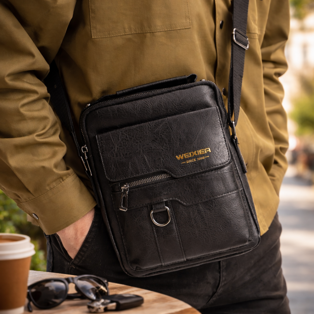 Сумка планшет через плече чоловіча з екошкіри