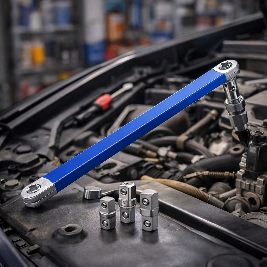 Ключ перехідник подовжувач тріскачки з адаптерами Vorfal 1/4" / 3/8" / 1/2"