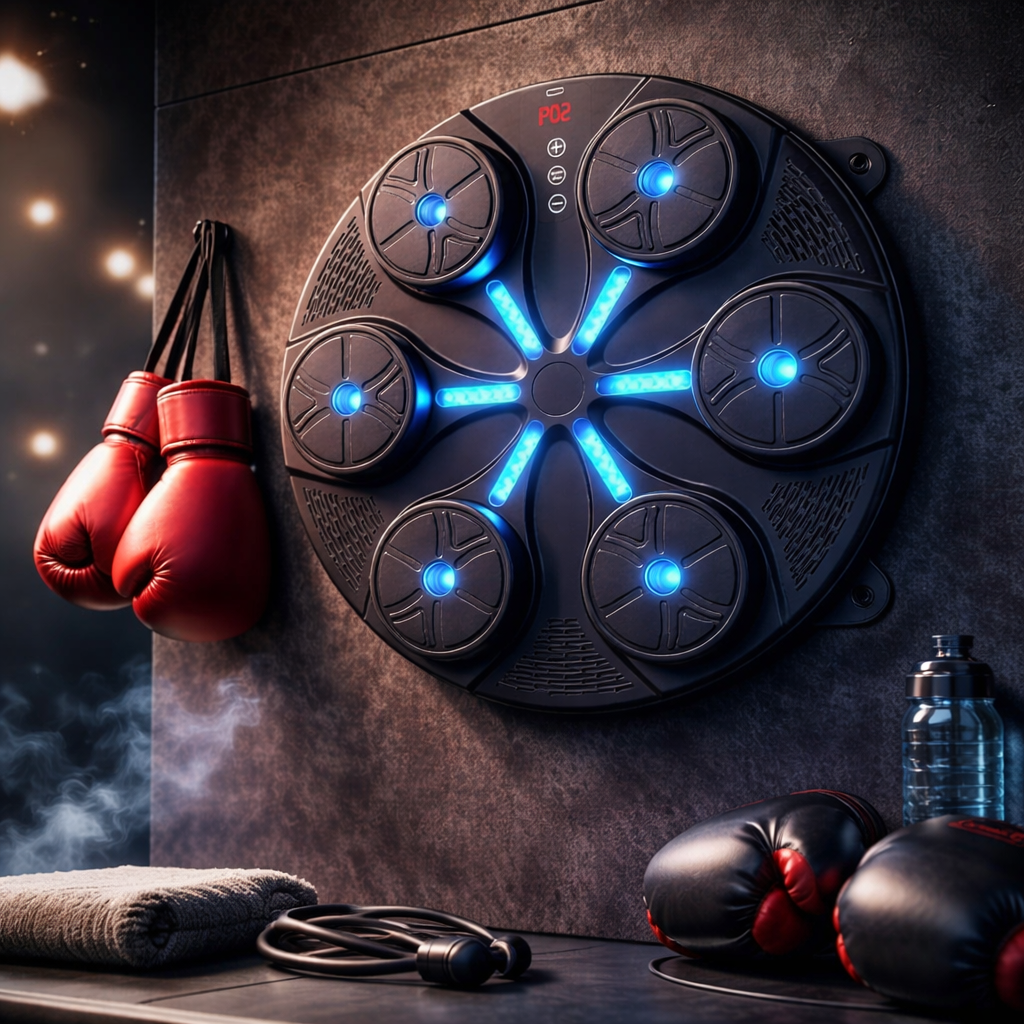 Настінний боксерський тренажер з підсвічуванням і музикою на 6 цілей + рукавички