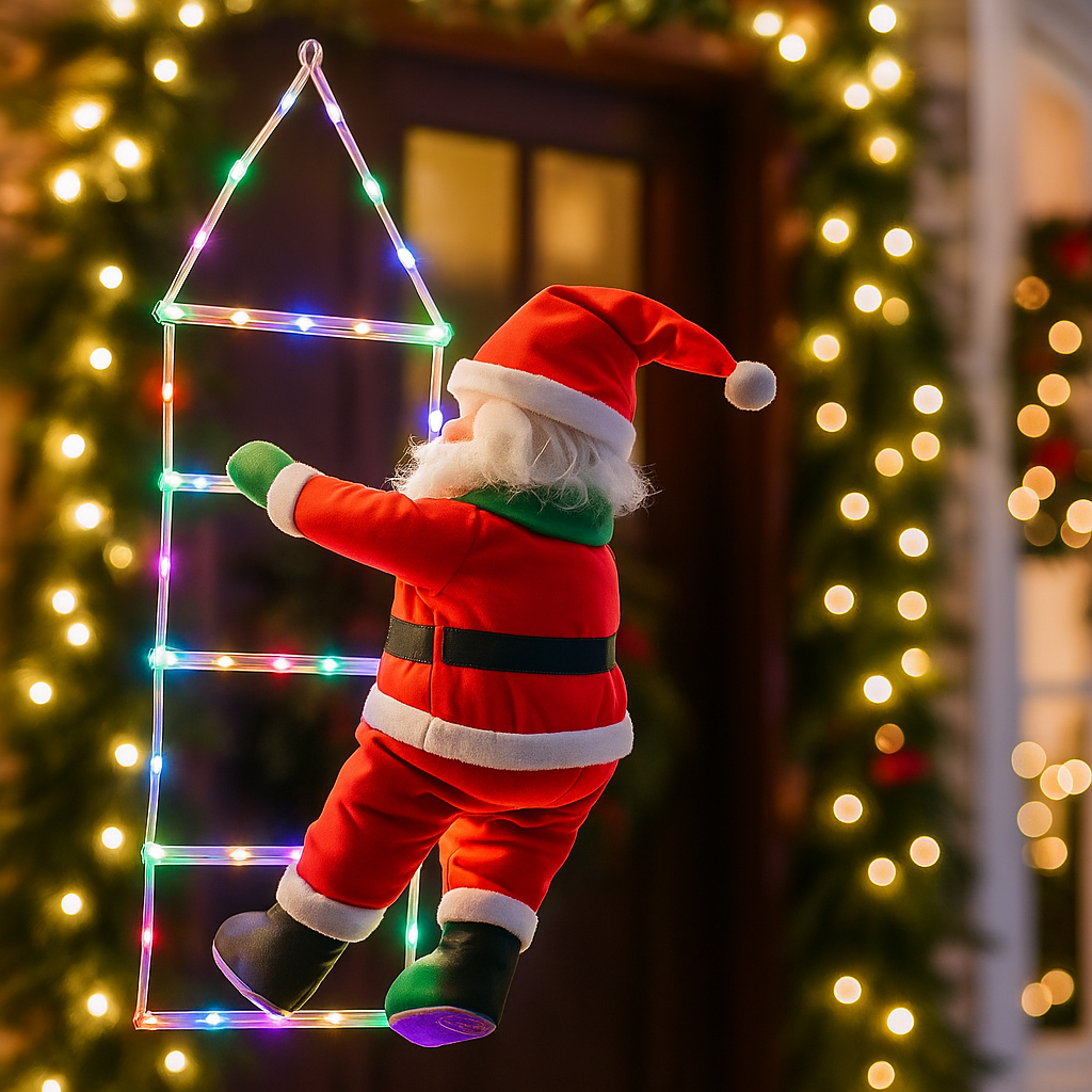 Гірлянда Санта Клаус на драбині