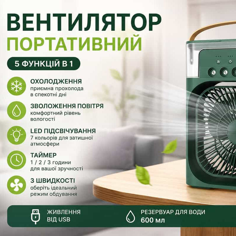 Міні кондиціонер вентилятор зволожувач повітря