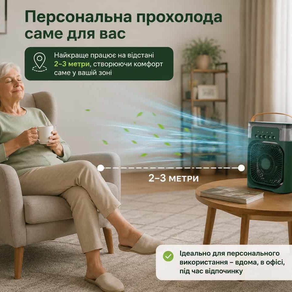 Міні кондиціонер вентилятор зволожувач повітря