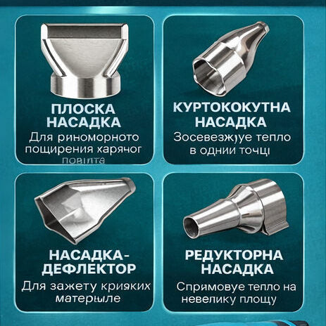 Фен промисловий Hot Air Gun 1600W 4 насадки