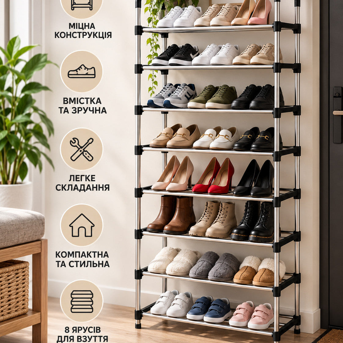 Полиця для взуття Shoe rack на 8 поличок