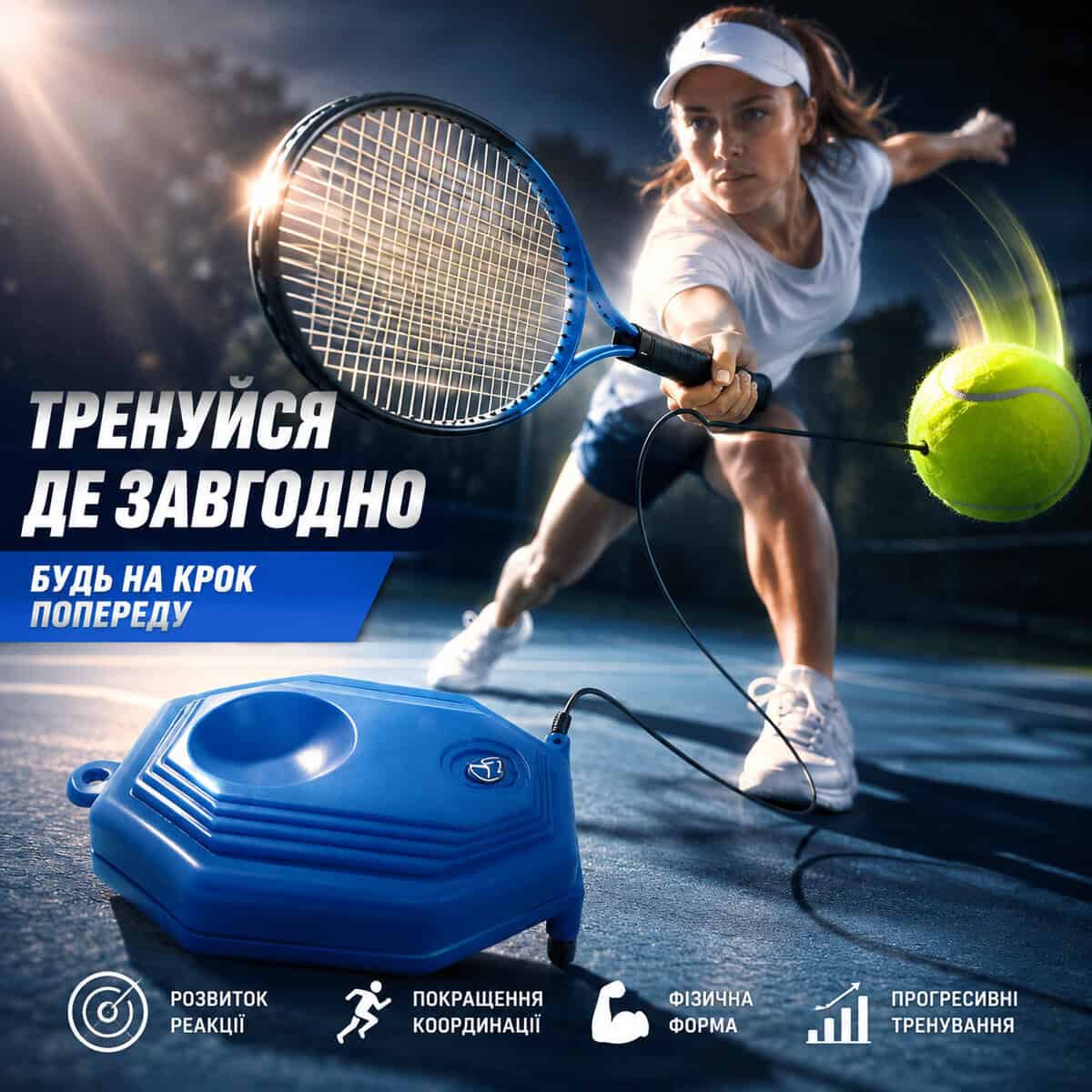 Навчальний тенісний набір для самостійних тренувань з ракеткою