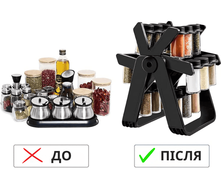 Поворотна підставка для спецій зі скляними баночками