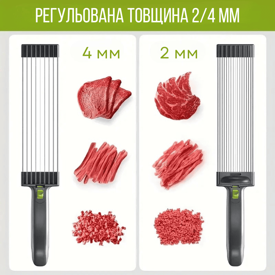 Слайсер для м’яса ручний з 2 насадками, механічна м'ясорубка